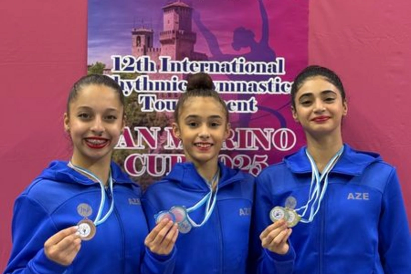 Gimnastas Azerbaiyanas Brillan en San Marino con Siete Medallas