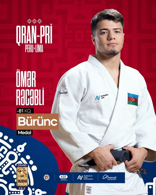 El judoca azerbaiyano Omer Rejebli gana el bronce en un torneo en Perú